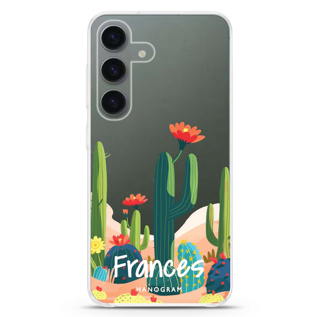 Desert Bloom Samsung Galaxy S26/S25/S24 可加名字水晶透明保護殼正面展示
