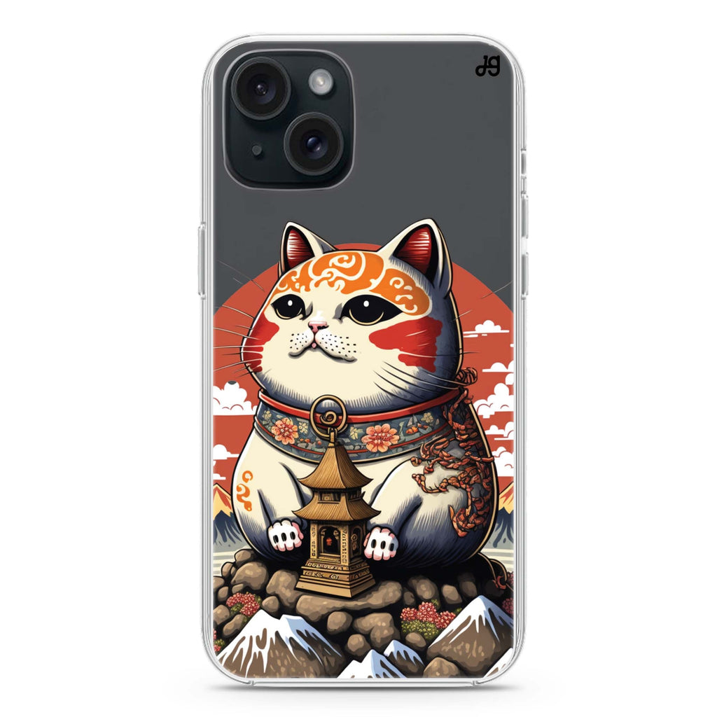 Cat with Fuji Mountain iPhone 15 Magsafe 兼容水晶透明保護殼