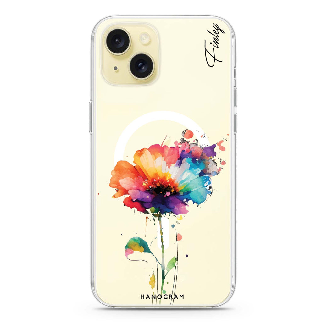 A Beautiful Watercolour Flower iPhone 15 Magsafe 兼容水晶透明保護殼