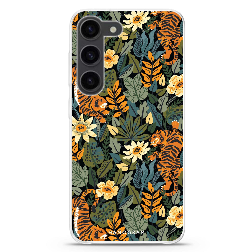 Tiger & Floral Samsung Galaxy 水晶透明保護殼