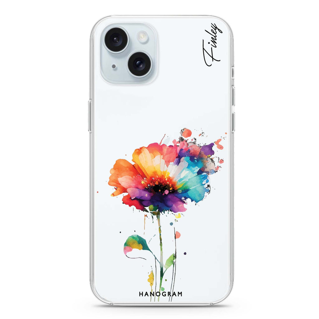 A Beautiful Watercolour Flower iPhone 15 plus 水晶透明保護殼
