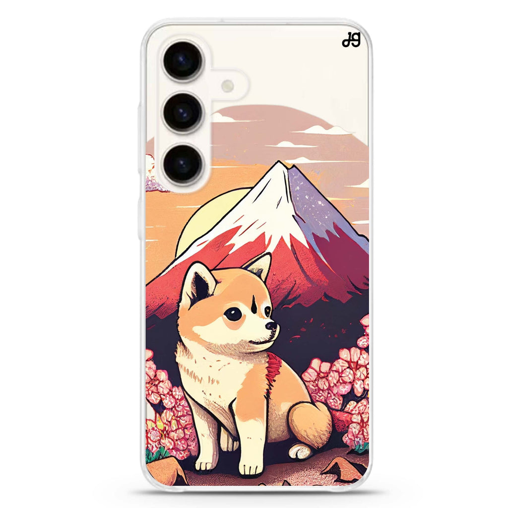 Shiba Inu & Fuji Mountain Samsung Galaxy S26/S25/S24 水晶透明保護殼正面展示