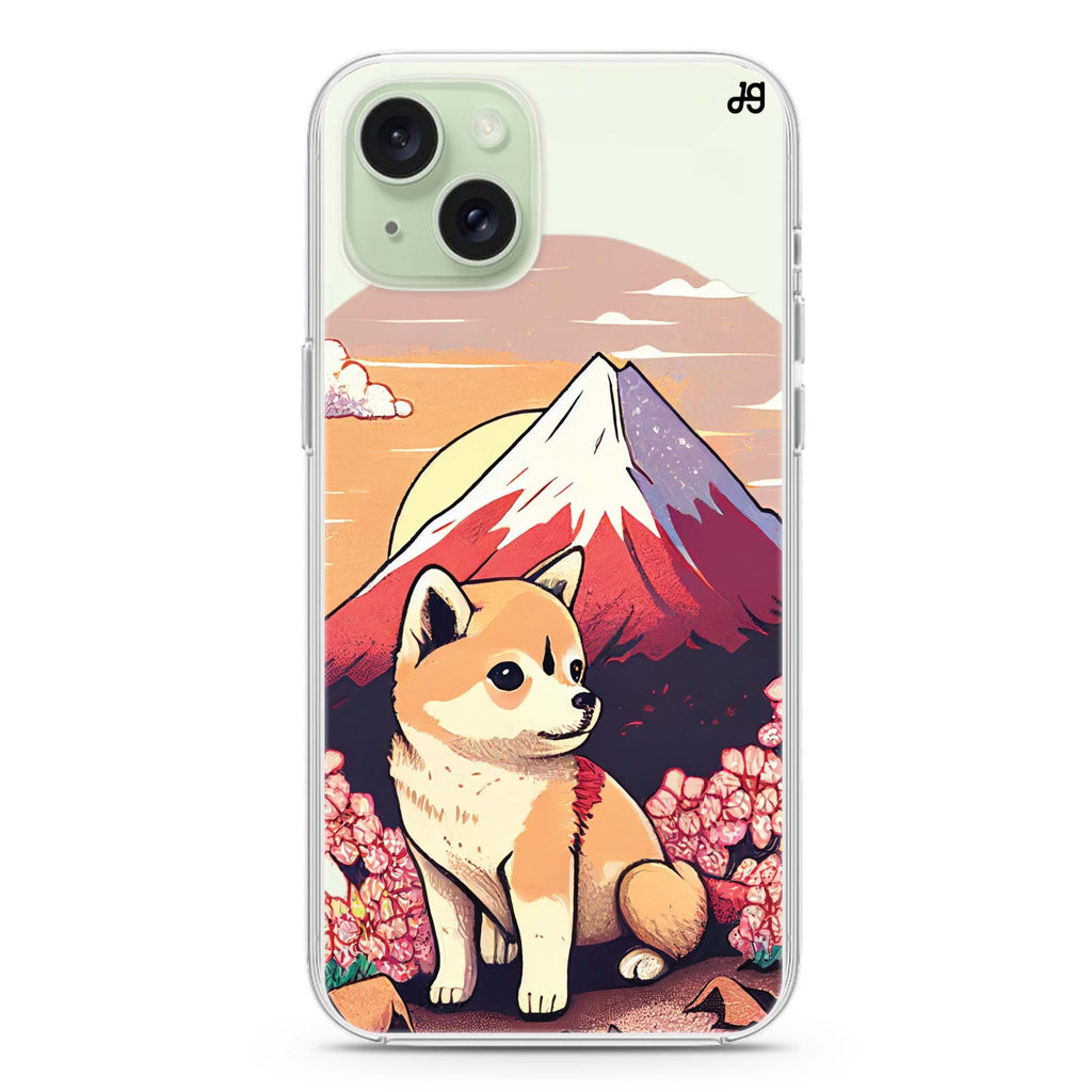 Shiba Inu & Fuji Mountain iPhone 15 Magsafe 兼容水晶透明保護殼
