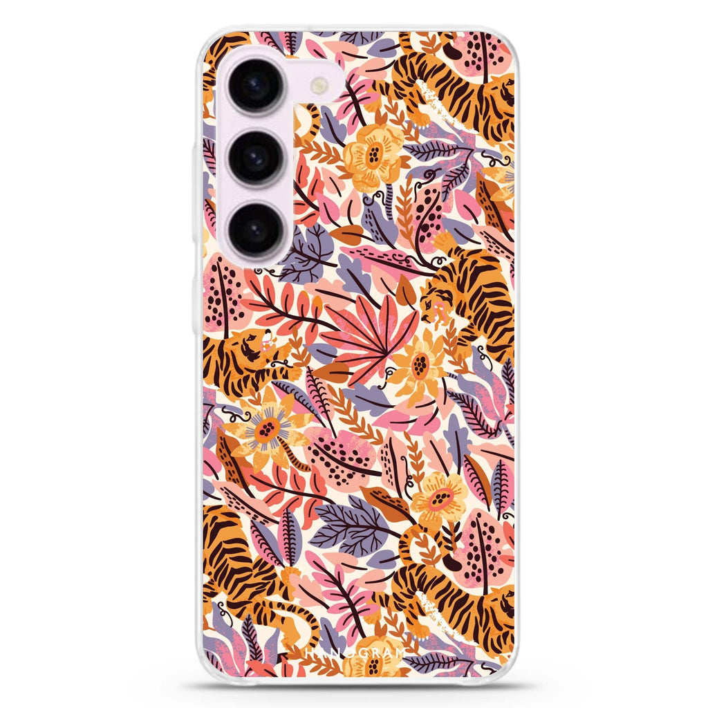 Tiger & Floral Samsung Galaxy 水晶透明保護殼