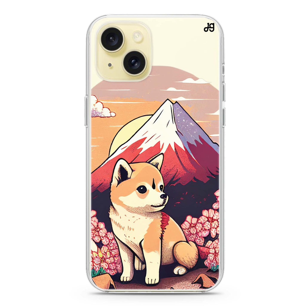 Shiba Inu & Fuji Mountain iPhone 15 Plus Magsafe 兼容水晶透明保護殼