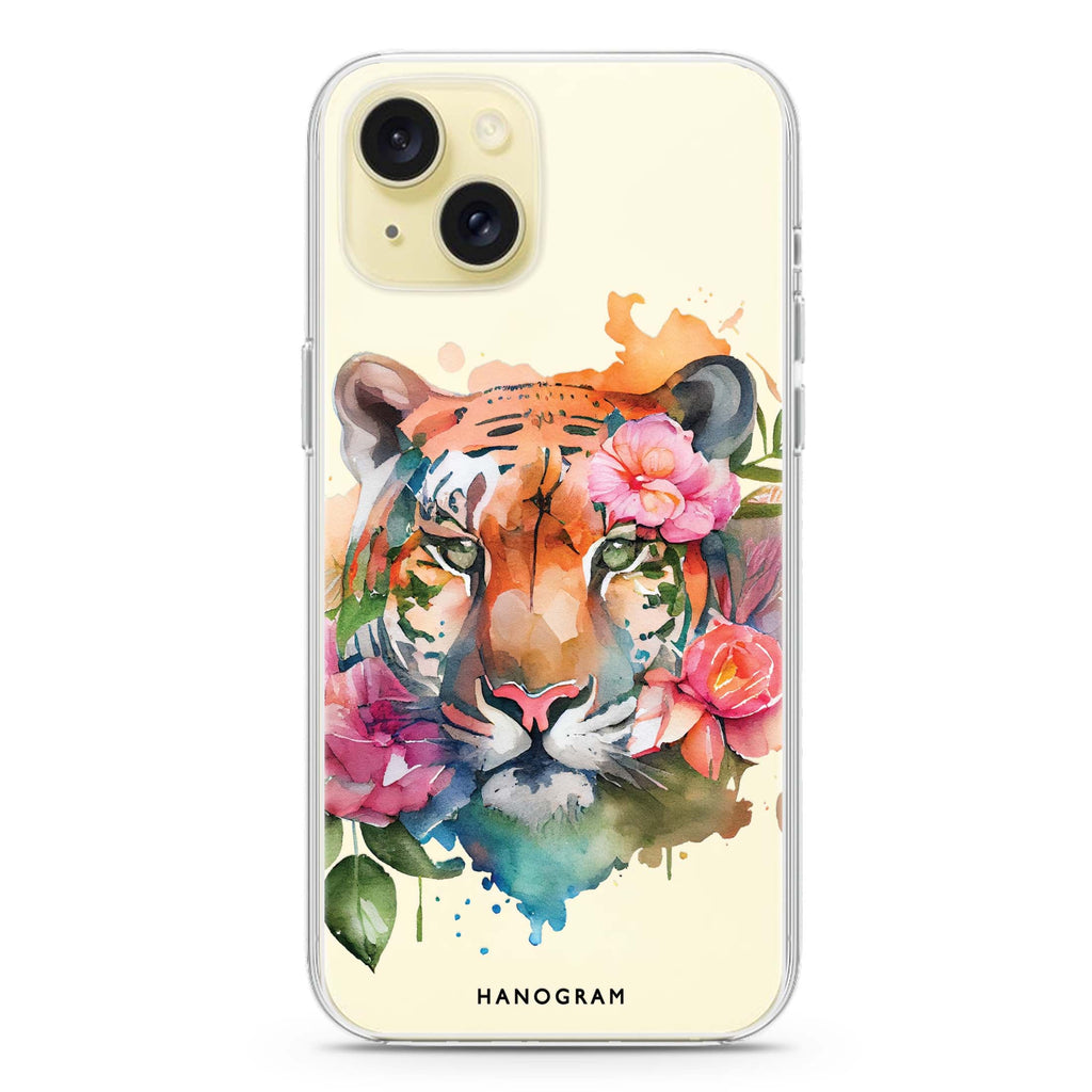 Floral Tiger iPhone 15 水晶透明保護殼