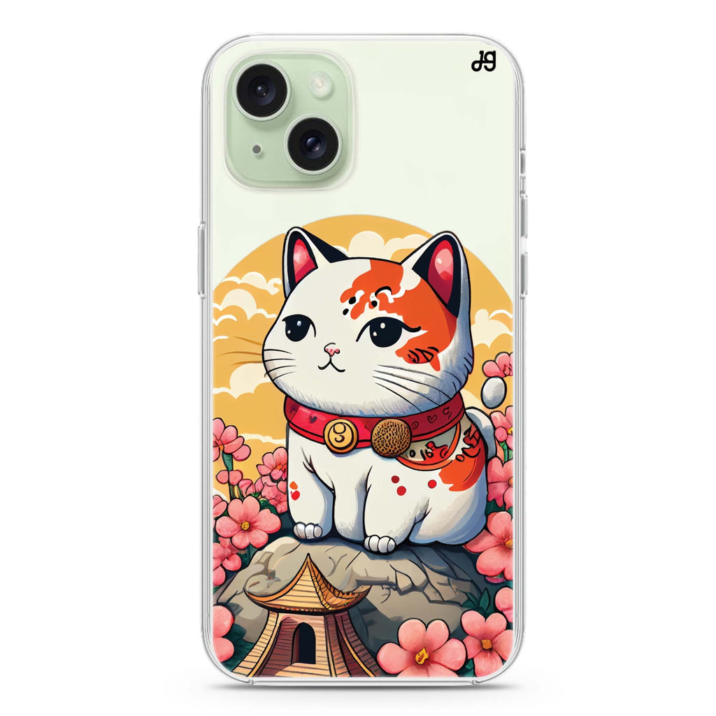 Cat & Flowers iPhone 15 Magsafe 兼容水晶透明保護殼