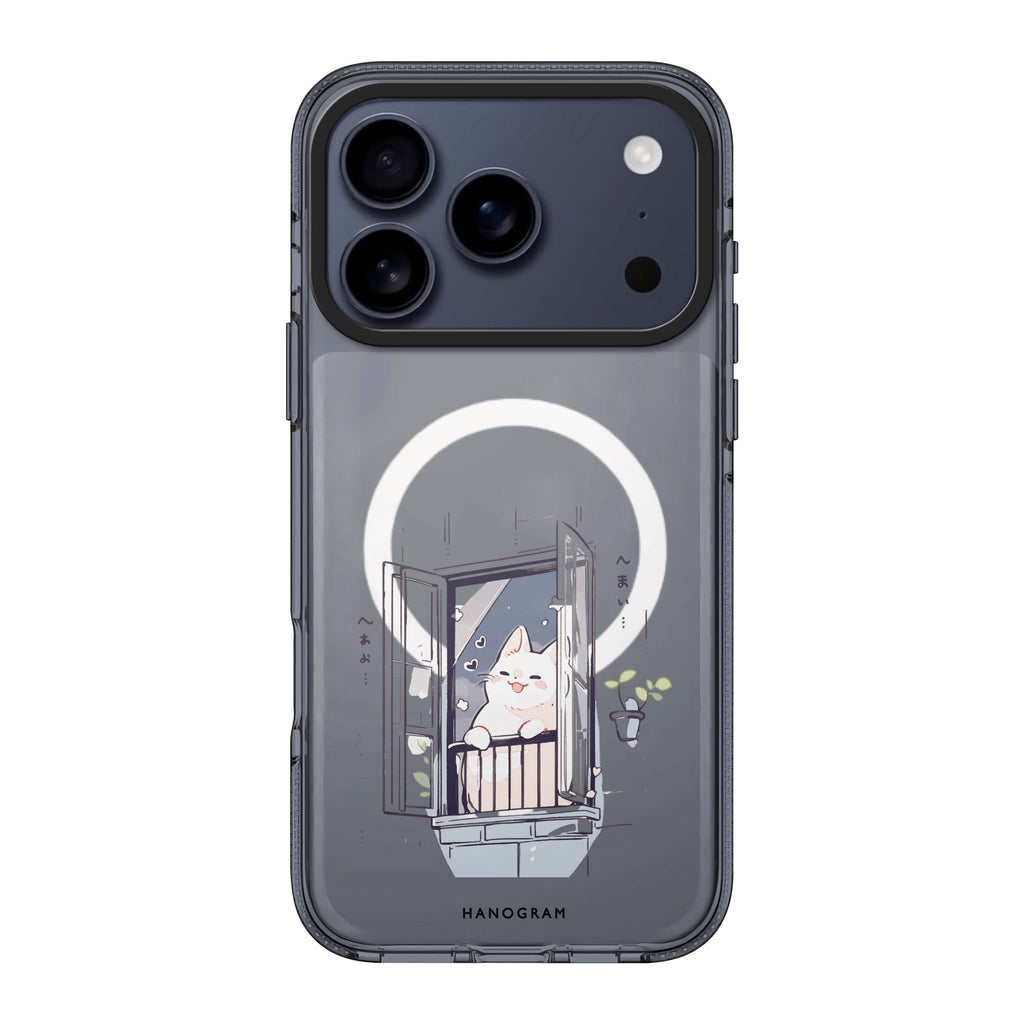 Ledge Lounging Kitty iPhone 17 Pro Max MagSafe 水晶透明保護殼 貓圖案設計 圖1