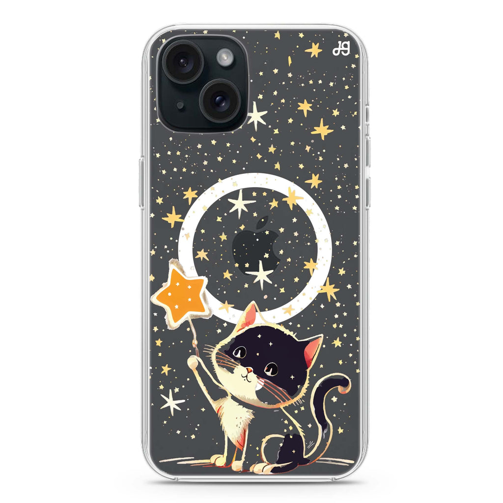 Cat & Star iPhone 15 Plus Magsafe 兼容水晶透明保護殼