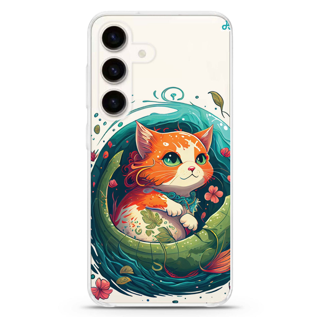 Mermaid Cat Samsung Galaxy S26/S25/S24 水晶透明保護殼正面展示