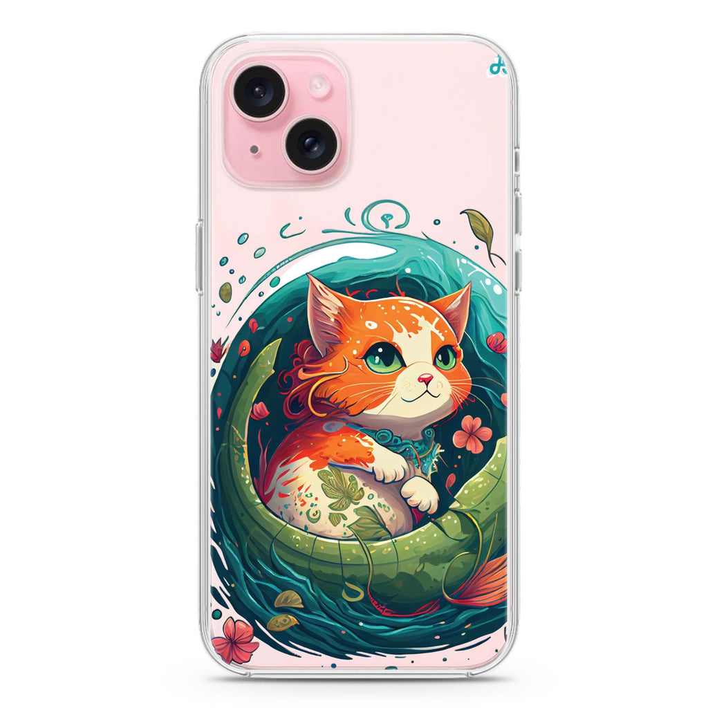Mermaid Cat iPhone 15 Plus Magsafe 兼容水晶透明保護殼