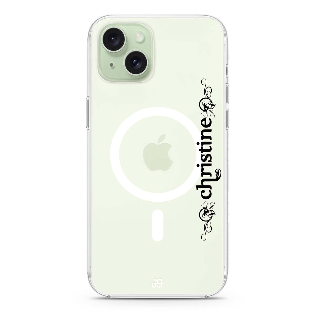 Grand Custom Name iPhone 15 Magsafe 兼容水晶透明保護殼
