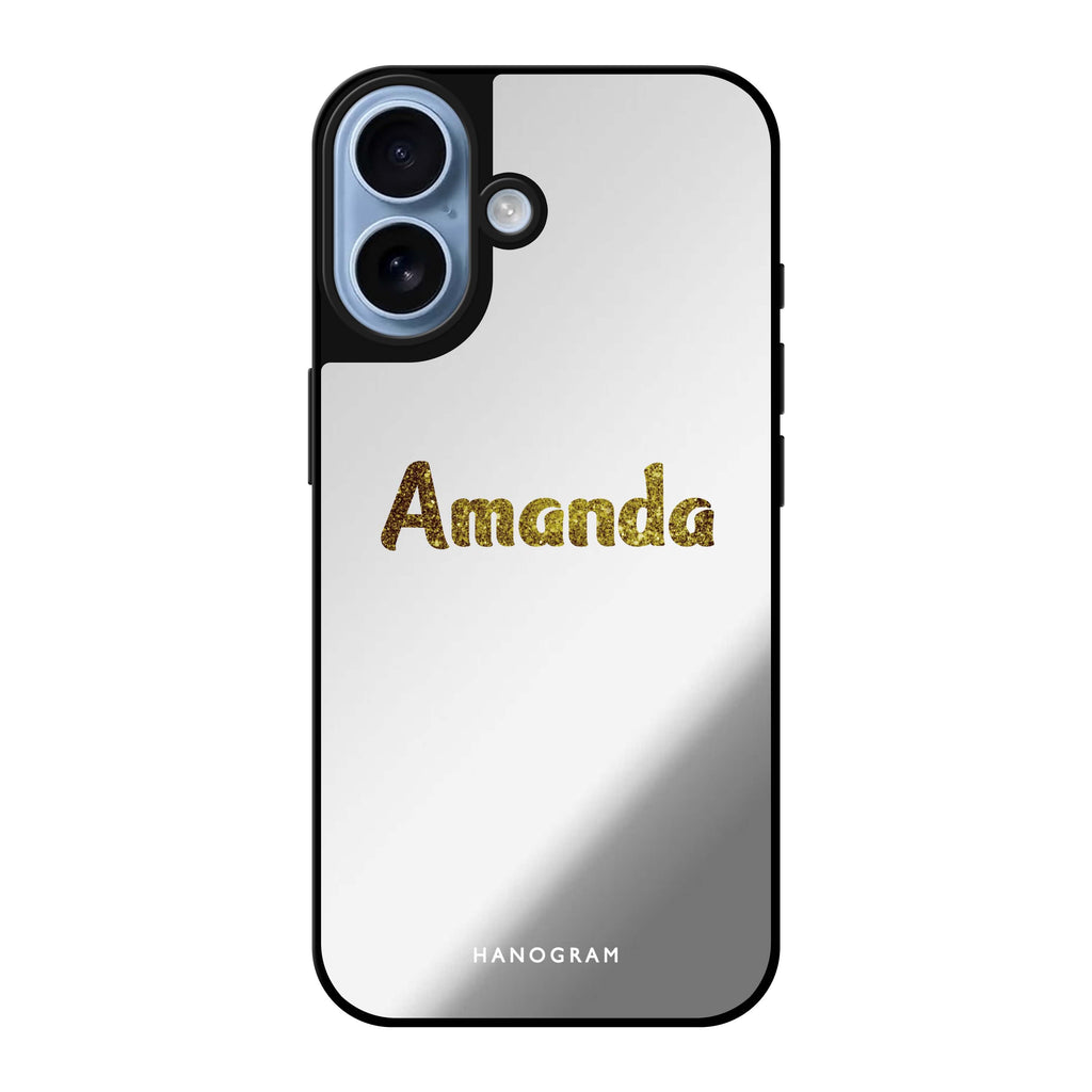 Reflective iPhone 16 Mirror Case –Glittering Gold Design