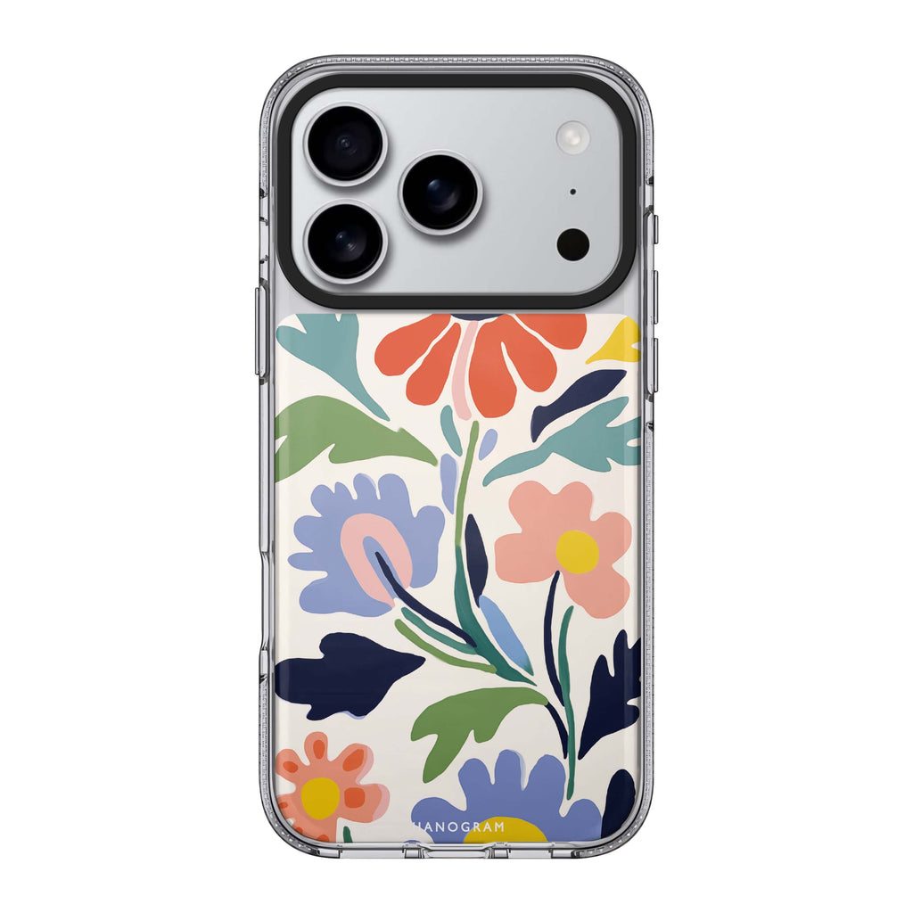 Brushed Blossoms iPhone 17 Pro Max MagSafe 水晶透明保護殼 花卉圖案設計 圖1
