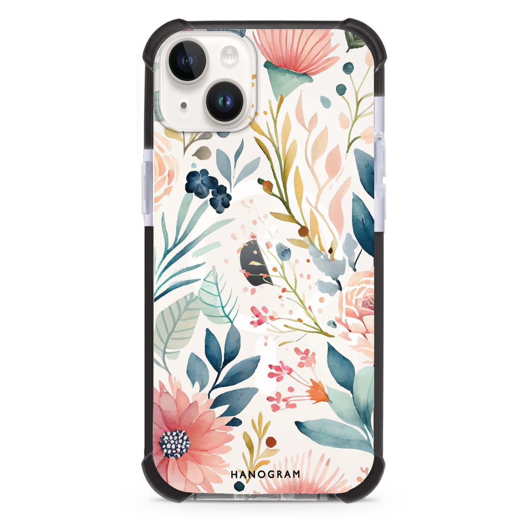 Floral Pattern iPhone 15 Plus Magsafe 兼容超強防摔保護殼