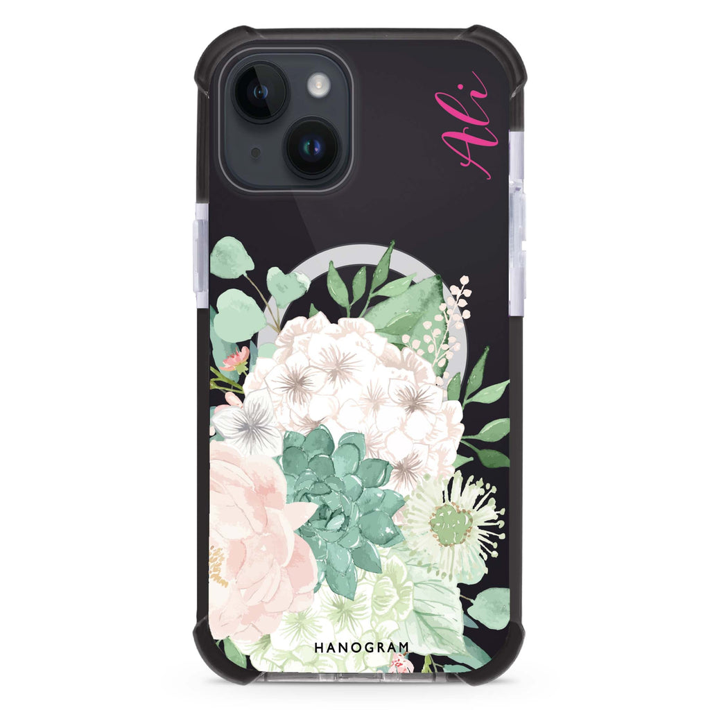 Vintage Flowers iPhone 15 Plus Magsafe 兼容超強防摔保護殼