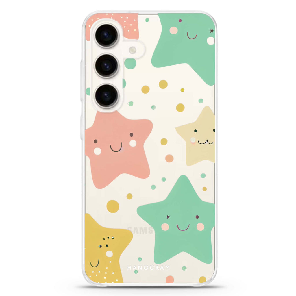 Cute Stars Samsung Galaxy S26/S25/S24 水晶透明保護殼正面展示