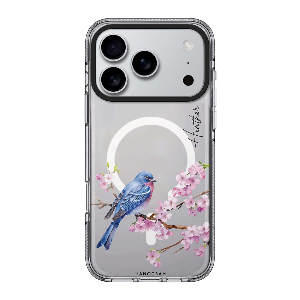 Indigo Serenade iPhone 17 Pro Max MagSafe 水晶透明保護殼 插畫圖案設計 可自訂名字及字色 圖1