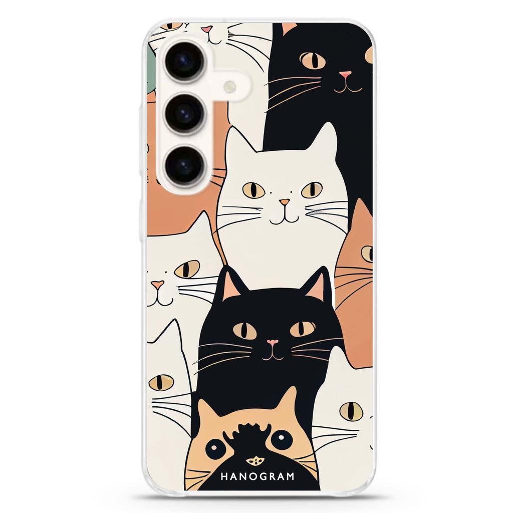 Look Cats Samsung Galaxy S26/S25/S24 水晶透明保護殼正面展示
