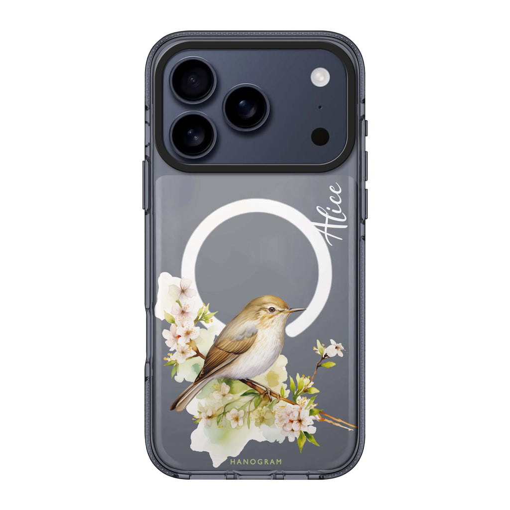Warbler's Haven iPhone 17 Pro Max MagSafe 水晶透明保護殼 鳥圖案設計 可自訂名字及字色 圖1