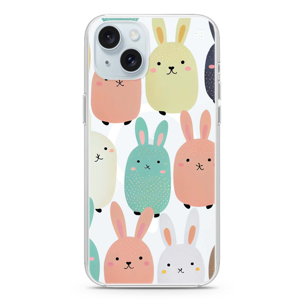 Cute Bunny iPhone 15 Plus Magsafe 兼容水晶透明保護殼