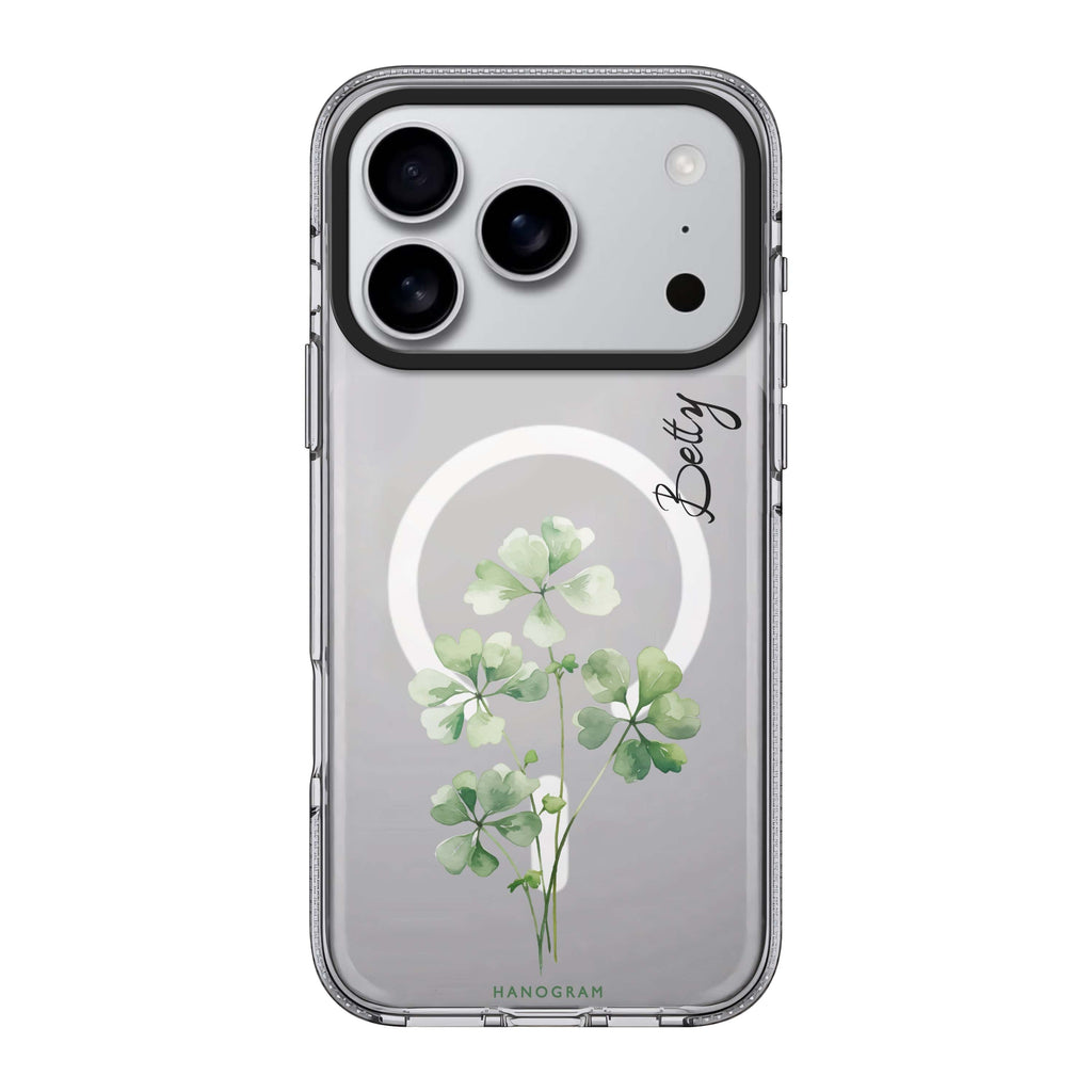 Luck's Leaf iPhone 17 Pro Max MagSafe 水晶透明保護殼 樹木圖案設計 可自訂名字及字色 圖1
