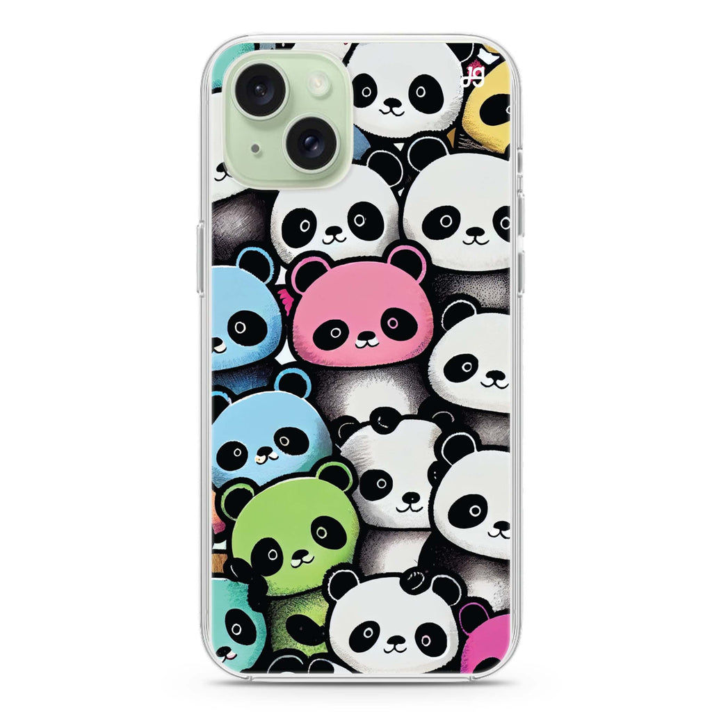 Cute Pandas iPhone 15 Plus Magsafe 兼容水晶透明保護殼