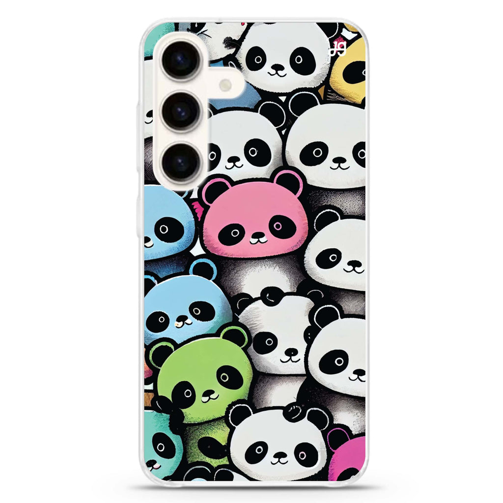 Cute Pandas Samsung Galaxy S26/S25/S24 水晶透明保護殼正面展示