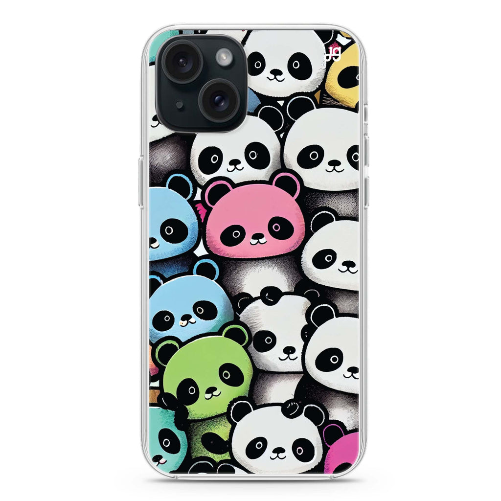 Cute Pandas iPhone 15 Magsafe 兼容水晶透明保護殼