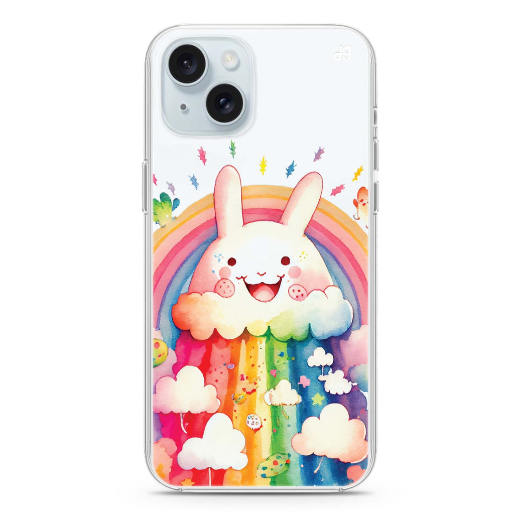 Rainbow Bunny iPhone 15 plus 水晶透明保護殼