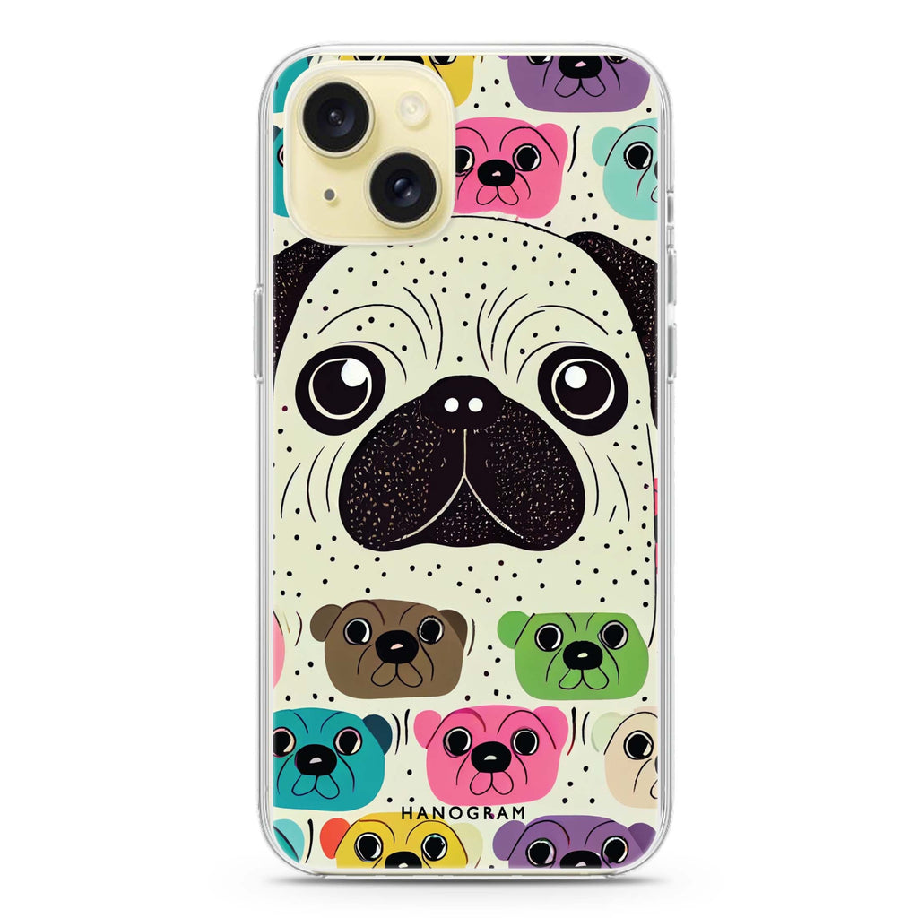Pug Face iPhone 15 Magsafe 兼容水晶透明保護殼
