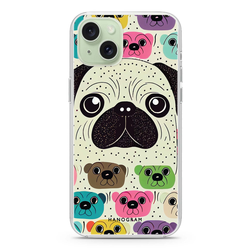 Pug Face iPhone 15 Plus Magsafe 兼容水晶透明保護殼