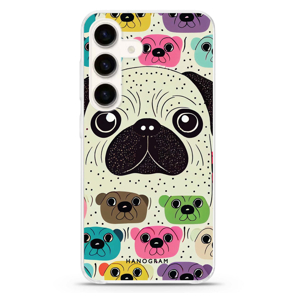Pug Face Samsung Galaxy S26/S25/S24 水晶透明保護殼正面展示