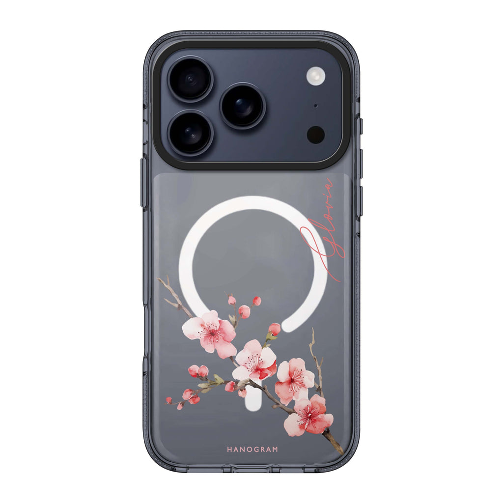 Cherry Bliss iPhone 17 Pro Max MagSafe 水晶透明保護殼 櫻桃圖案設計 可自訂名字 圖1