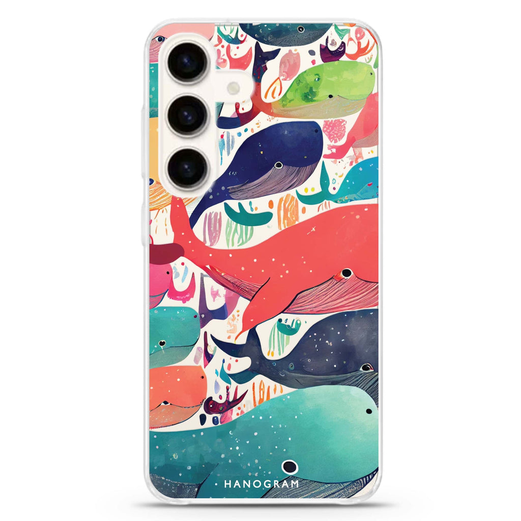 Whale Ocean Samsung Galaxy S26/S25/S24 水晶透明保護殼正面展示