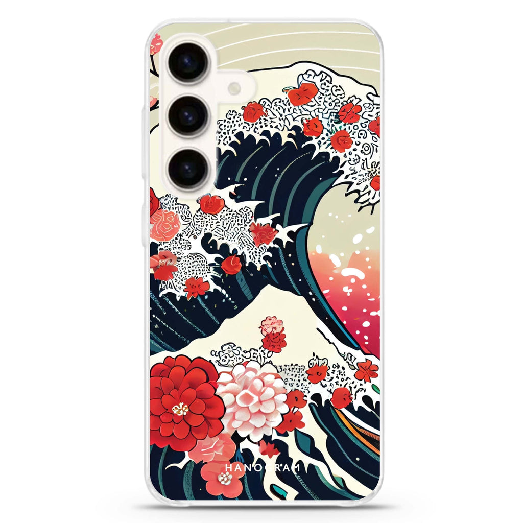 Waves & Flowers Samsung Galaxy S26/S25/S24 水晶透明保護殼正面展示