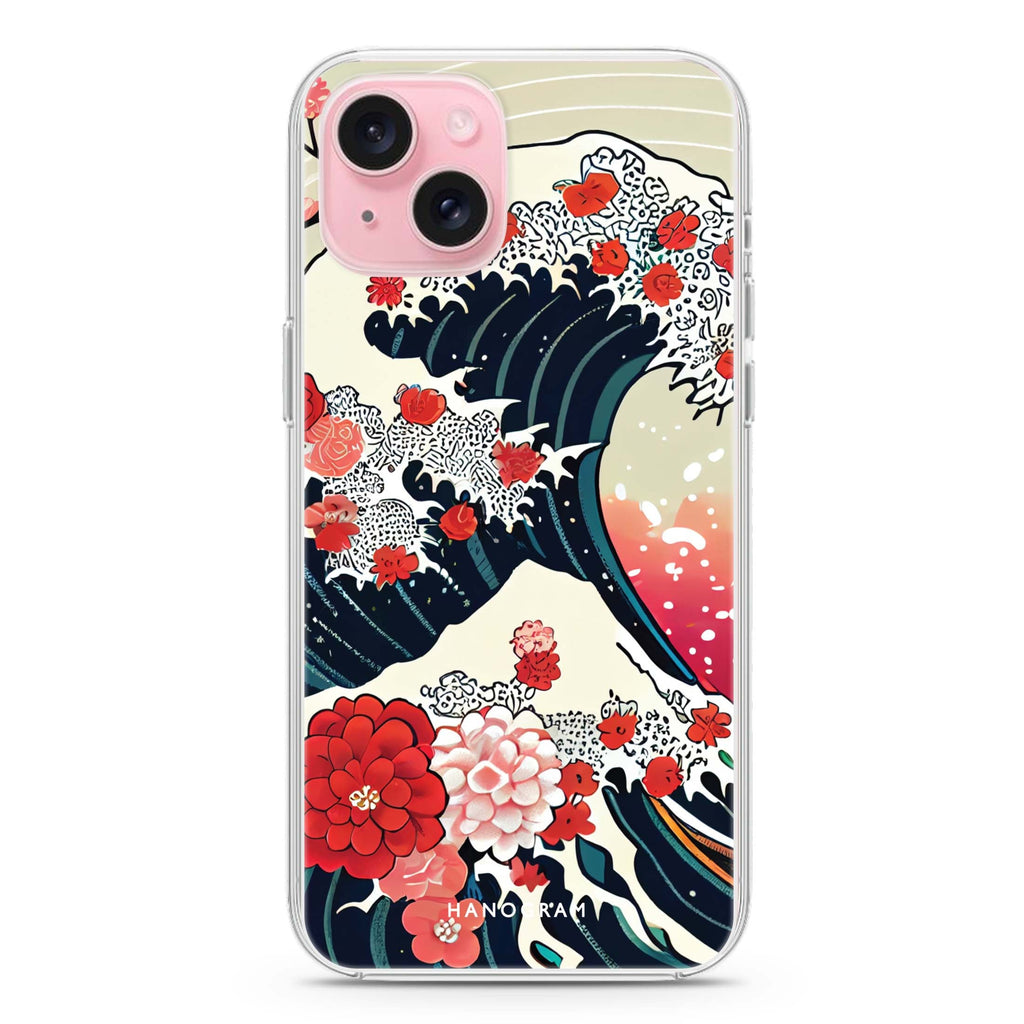 Waves & Flowers iPhone 15 Plus Magsafe 兼容水晶透明保護殼