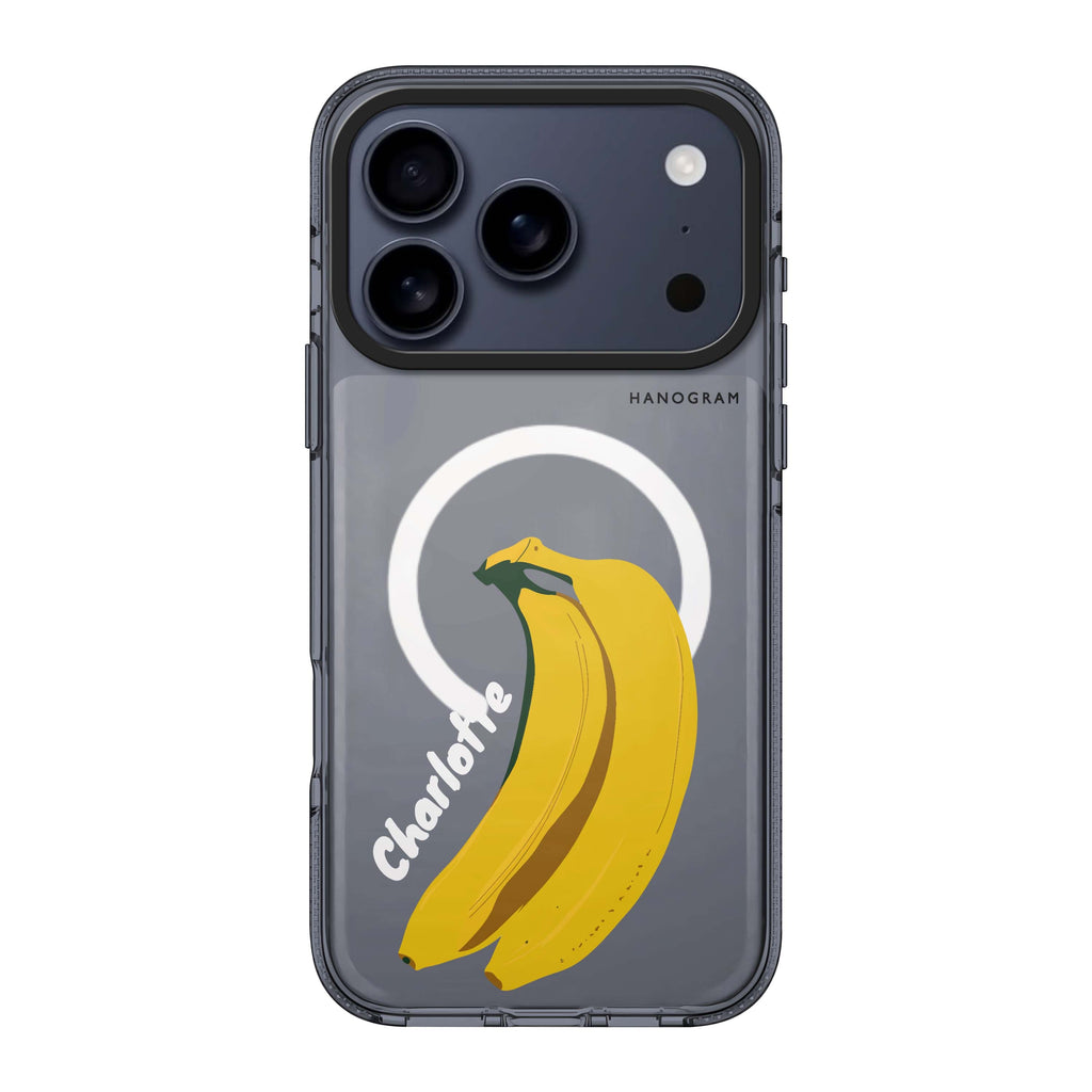 Banana Breeze iPhone 17 Pro Max MagSafe 水晶透明保護殼 香蕉圖案設計 可自訂名字及字色 圖1