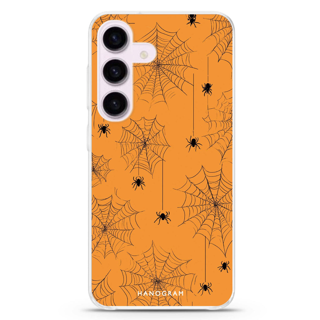 Spooky Web Weave Samsung Galaxy S26/S25/S24 水晶透明保護殼正面展示