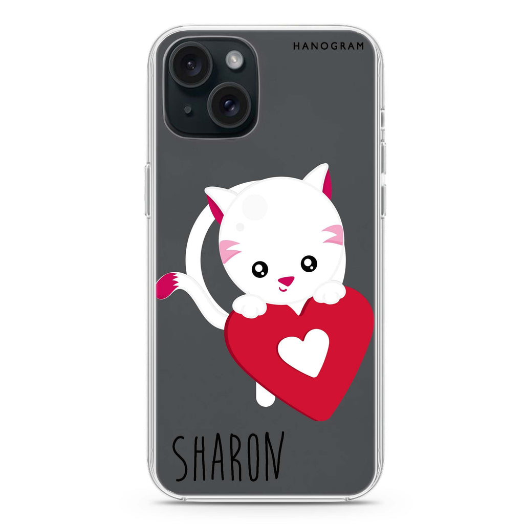 Lovely Cat iPhone 15 Magsafe 兼容水晶透明保護殼