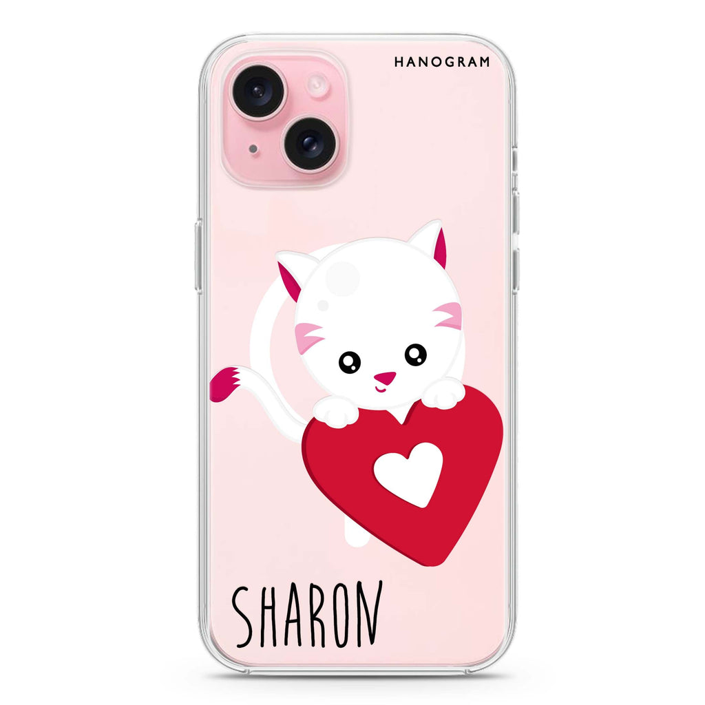 Lovely Cat iPhone 15 Plus Magsafe 兼容水晶透明保護殼
