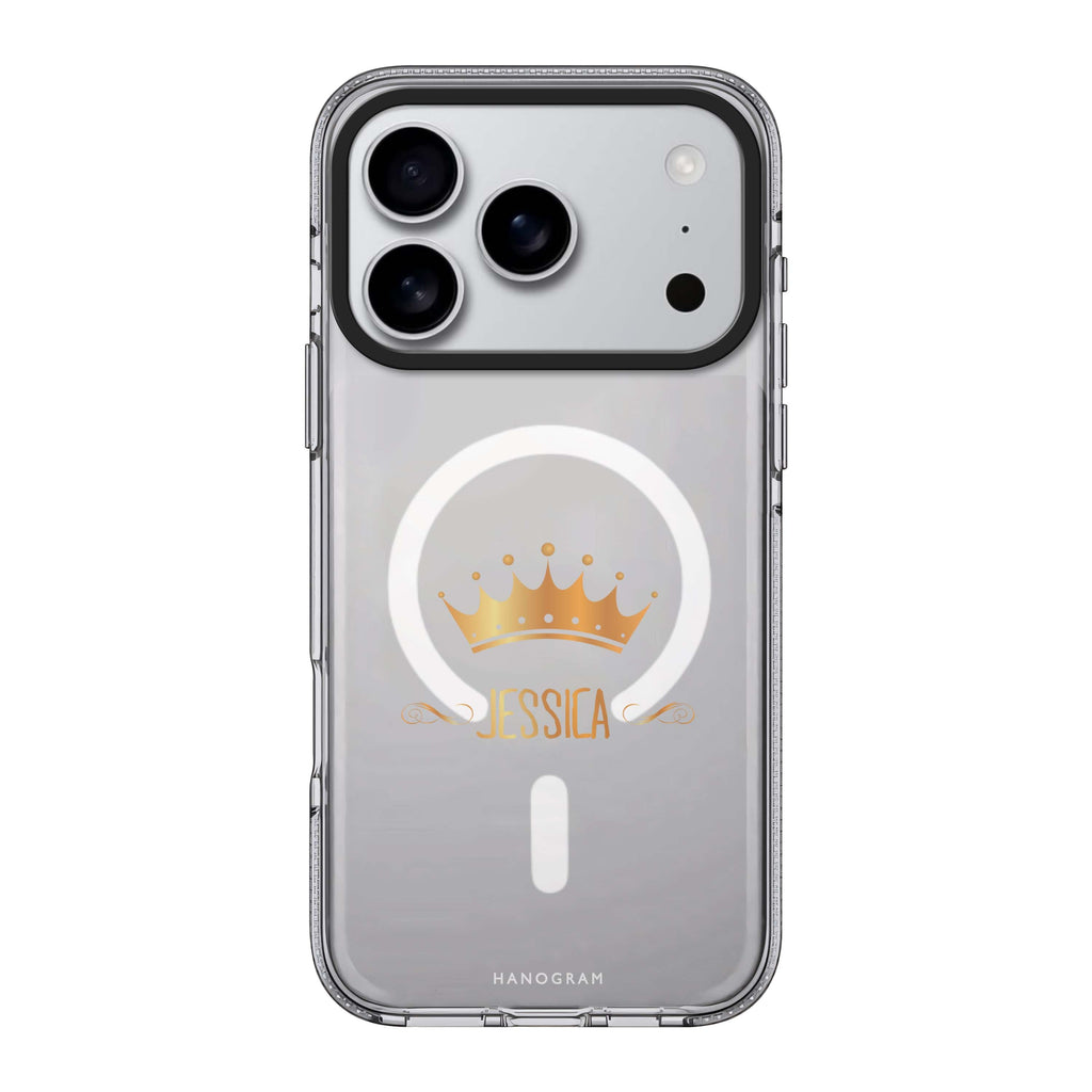 Queen's crown iPhone 17 Pro Max MagSafe 水晶透明保護殼 皇冠圖案設計 可自訂名字 圖1