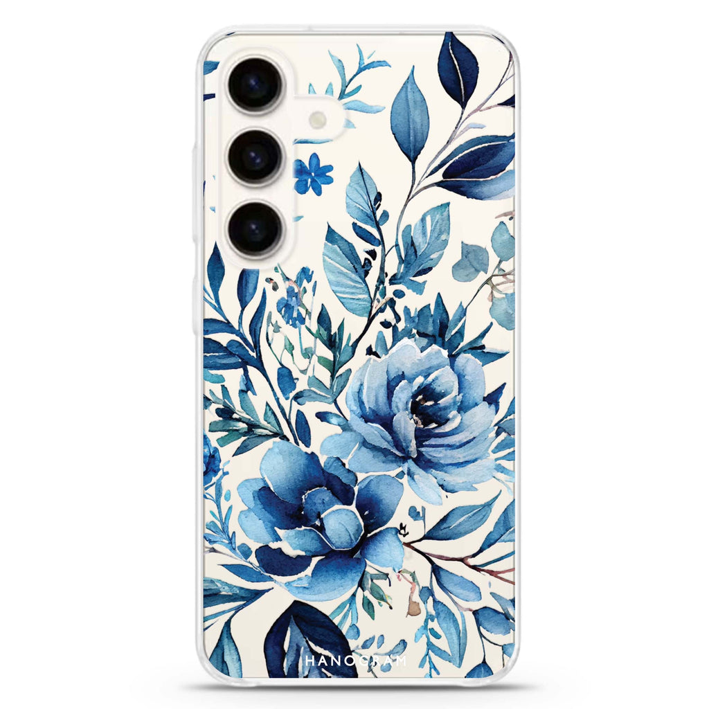 Floral Samsung Galaxy S26/S25/S24 水晶透明保護殼正面展示