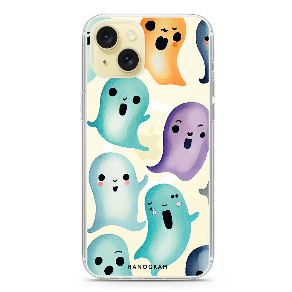 Cute Ghost iPhone 15 Plus Magsafe 兼容水晶透明保護殼