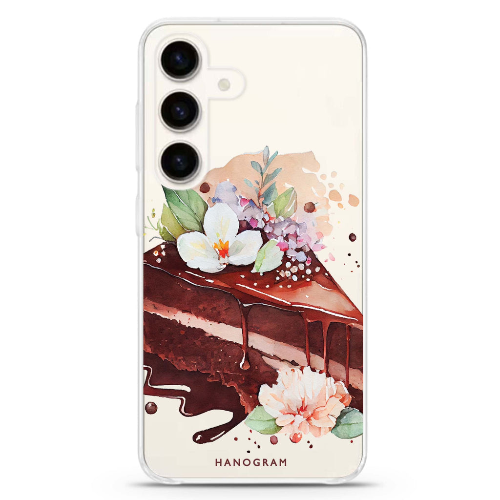 Floral Cake Samsung Galaxy S26/S25/S24 水晶透明保護殼正面展示