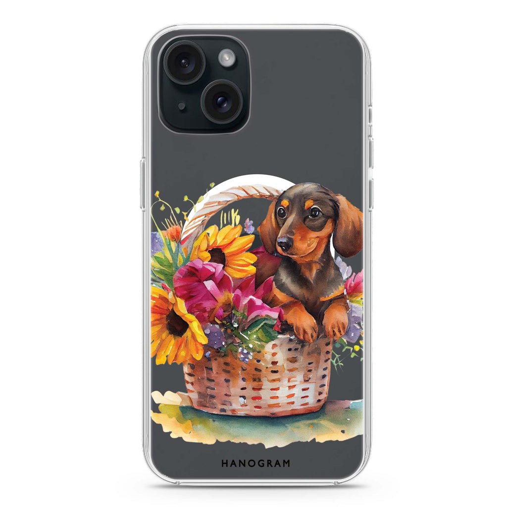 Floral & Dog iPhone 15 Magsafe 兼容水晶透明保護殼