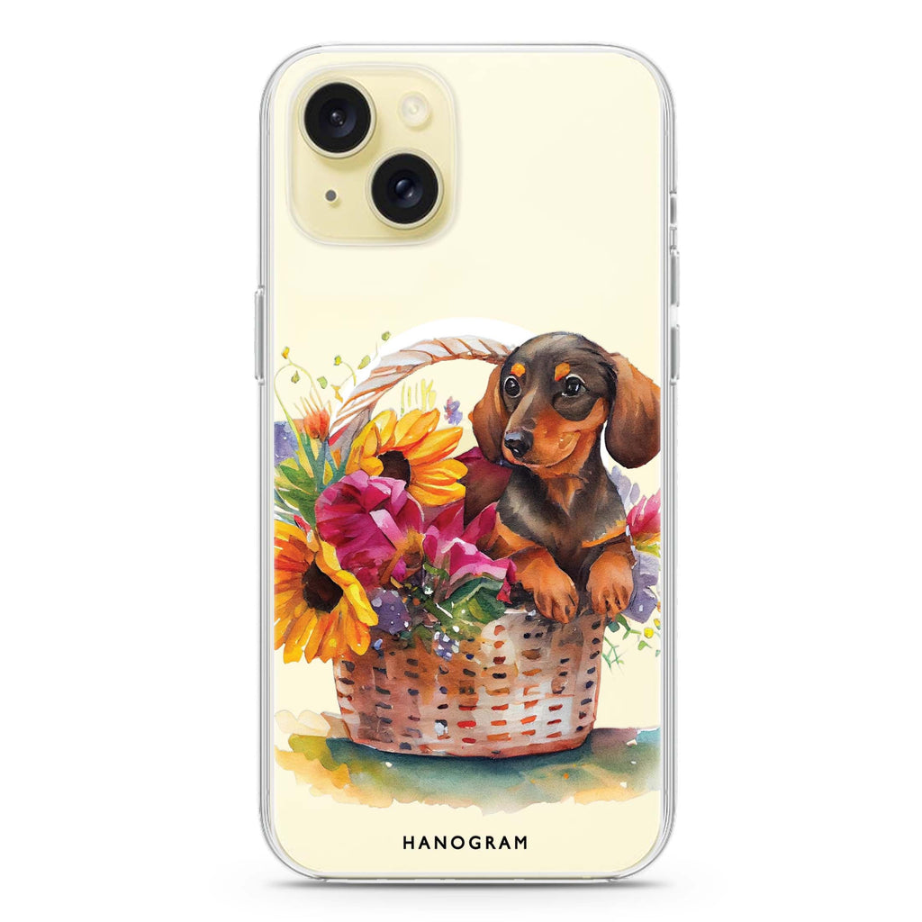 Floral & Dog iPhone 15 Plus Magsafe 兼容水晶透明保護殼