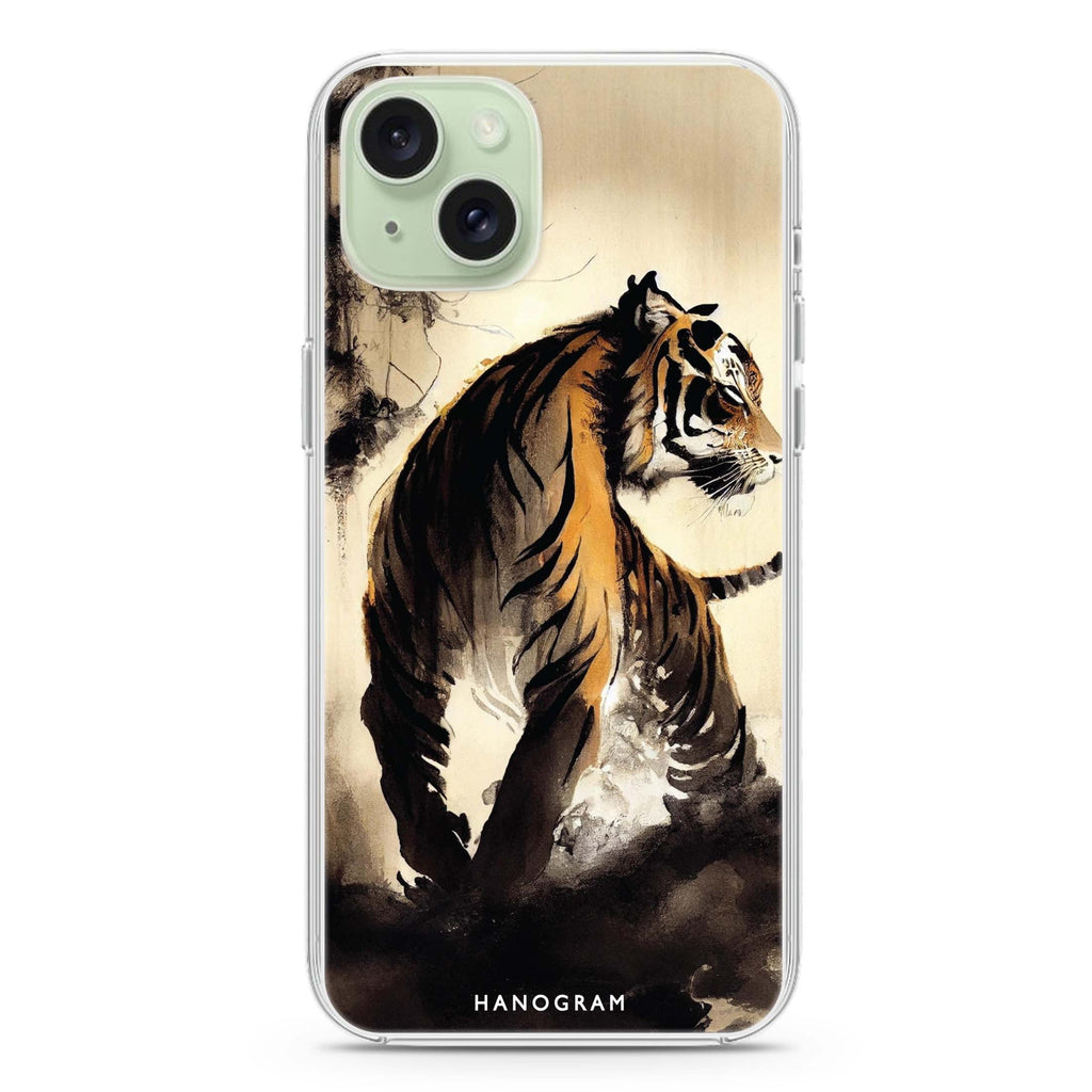 Tiger Painting iPhone 15 Magsafe 兼容水晶透明保護殼