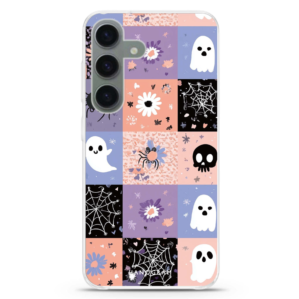 Pastel Patchwork Haunts Samsung Galaxy S26/S25/S24 水晶透明保護殼正面展示