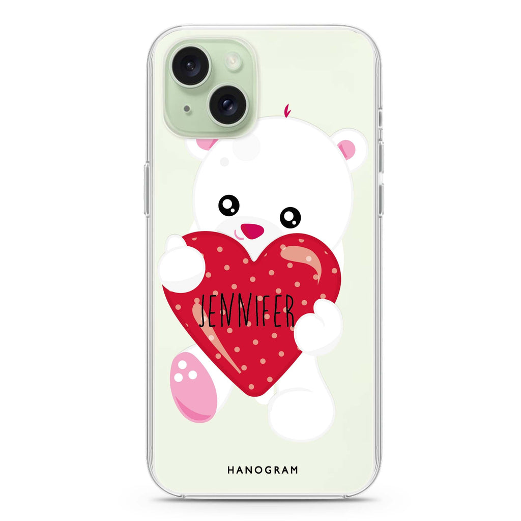 Lovely Bear iPhone 15 Magsafe 兼容水晶透明保護殼